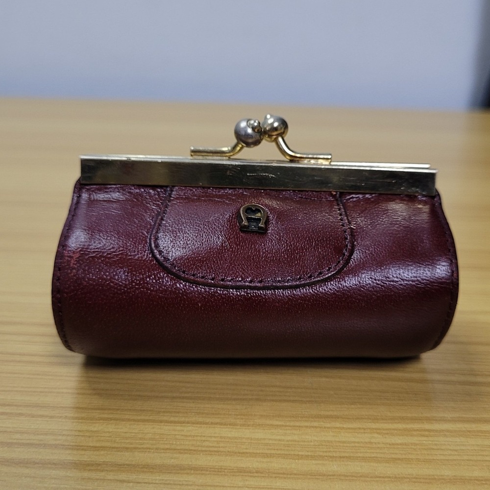 Vintage Etienne Aigner Leather Made in Italy Lip Stick Coin Wallet Case Red 60s